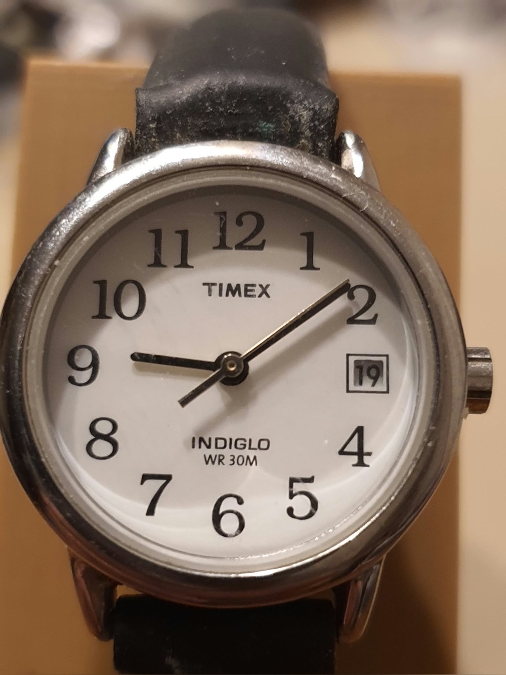 Timex Indiglo Silver/White Leather Women's Watch w/Date